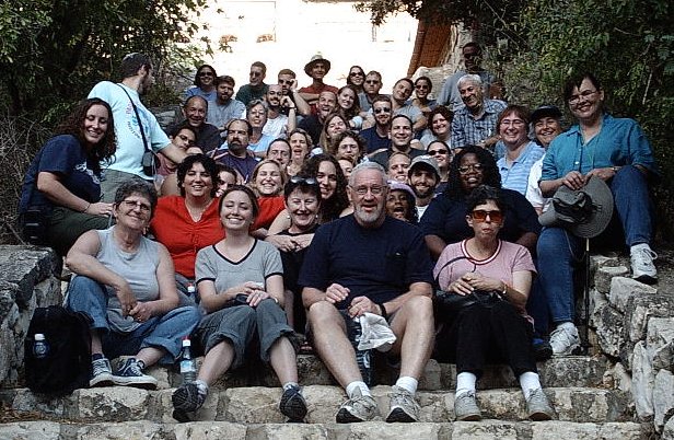 Participants in the Northern Galilee/Golan Tiyul in October at the steps leading up to Rosh Pina