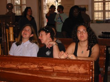 Karen, Susan, and Sabrina. In the Rosh Pina synagogue before Mincha.