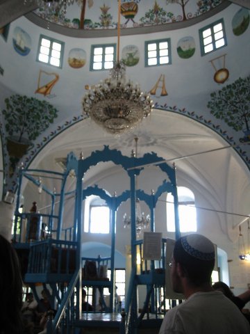 synagogue in Tzefat -- Joel in foreground