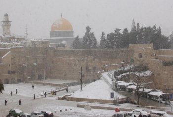 The Kotel and Dome of the Rock playing together in the snow