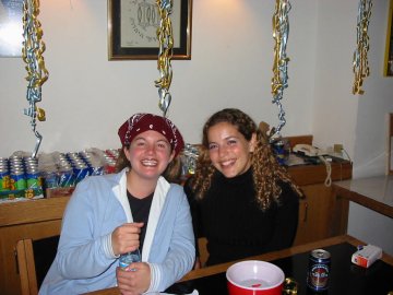 Karen and Erica at the drink table