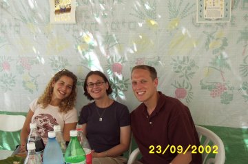 Students at Shaul and Tanya Feinberg's for Sukkot